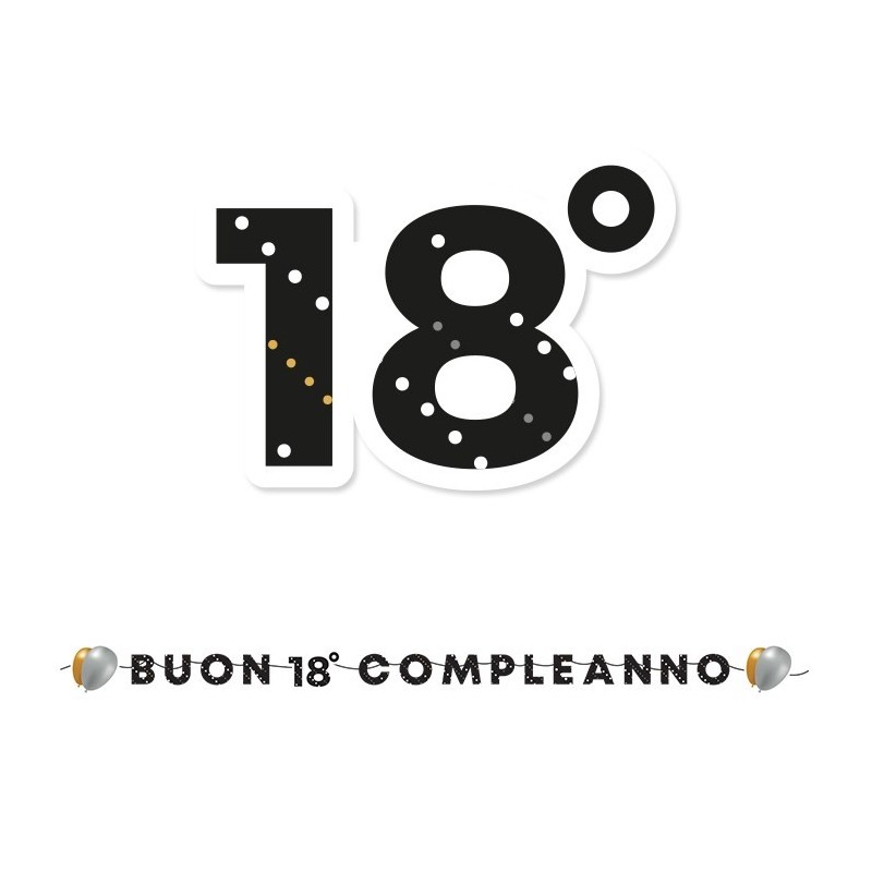 Festone Compleanno di Cartoncino 18 Anni Prestige - 600x25 cm