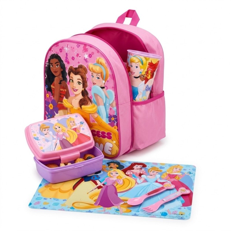 Set Scuola Asilo Principesse 5 Pezzi con Zaino 30 cm