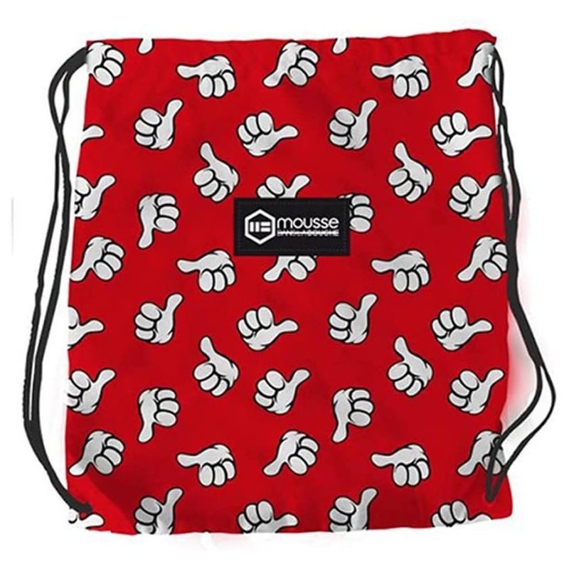ZAINO in TNT BORSA TRACOLLA SACCA ZAINETTO MARE ESTATE ROSSO CON MANI PALESTRA 45x33 cm