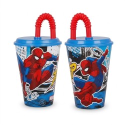 Bicchiere con Cannuccia Spiderman Marvel 430ml – Tazza Riutilizzabile BPA Free per Bambini e Scuola