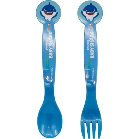 Posate Baby Shark in Plastica - Set Forchetta e Cucchiaio (2 Pz) per Scuola e Tempo Libero