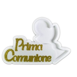 Scritta in Polistirolo Prima Comunione oro con Sweet Box Calice Portaconfetti Portacaramelle