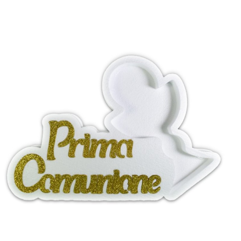 Scritta in Polistirolo Prima Comunione oro con Sweet Box Calice Portaconfetti Portacaramelle