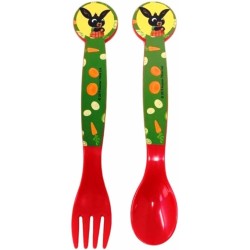 Posate Bing il Coniglietto in Plastica BPA Free - Set Forchetta e Cucchiaio 2 Pz per Scuola e Tempo Libero