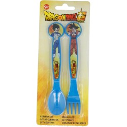 Posate Dragon Ball Z di Plastica BPA Free - Set Forchetta e Cucchiaio 2 Pz per Scuola e Tempo Libero