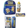 Kit Scuola Minions: Zaino Asilo, Borraccia, Tombolino Porta Colori e Set Cancelleria - Completo