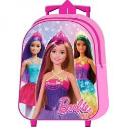Zaino Trolley Barbie Principessa per Bambina – Borsa Scuola Asilo con Ruote, Spallacci Imbottiti e Manico Estensibile
