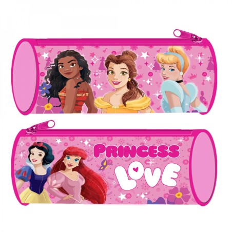 Astuccio Scuola Tombolino Principesse Disney - Portacolori Cilindrico Premium per Bambini, 22x8x8 cm