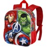 Zaino Scuola Asilo Avengers: Hulk, Capitan America e Iron Man - Rilievo 3D, Scomparto con Cerniera e Tasche Laterali