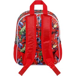 Zaino Scuola Asilo Avengers: Hulk, Capitan America e Iron Man - Rilievo 3D, Scomparto con Cerniera e Tasche Laterali