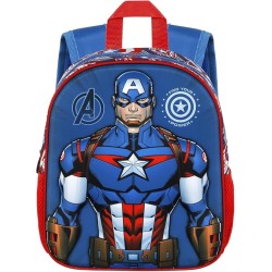 Zainetto Scuola Asilo Materna Capitan America Marvel con Rilievo 3D - Scomparto Principale e Due Tasche Laterali