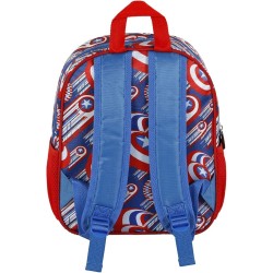 Zainetto Scuola Asilo Materna Capitan America Marvel con Rilievo 3D - Scomparto Principale e Due Tasche Laterali