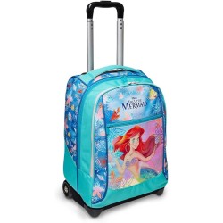 Zaino Trolley Scuola Seven La Sirenetta Ariel Disney – 32L, Carrello Fisso, Doppio Scomparto, Spallacci Imbottiti