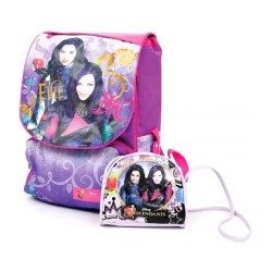 Zaino Scuola Estensibile Descendants Disney con Tracollina Passeggio - Design Viola e Rosa