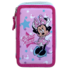 Astuccio Scuola 3D Minnie Disney Multiscomparto con 3 Zip e Colori Giotto