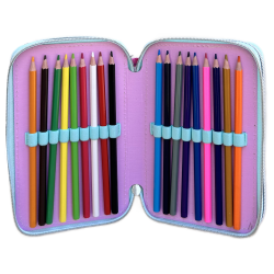 Astuccio Scuola 3D Minnie Disney Multiscomparto con 3 Zip e Colori Giotto