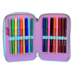 Astuccio Scuola 3D Minnie Disney Multiscomparto con 3 Zip e Colori Giotto
