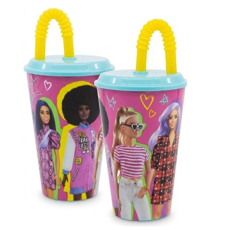 Bicchiere con Cannuccia Barbie 430 ml – Tazza Riutilizzabile Senza BPA per Bambine e Fan