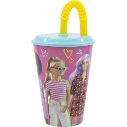 Bicchiere con Cannuccia Barbie 430 ml – Tazza Riutilizzabile Senza BPA per Bambine e Fan