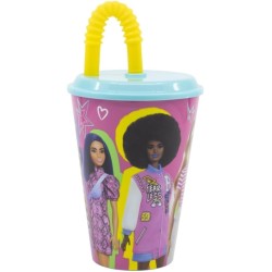 Bicchiere con Cannuccia Barbie 430 ml – Tazza Riutilizzabile Senza BPA per Bambine e Fan