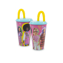 Bicchiere con Cannuccia Barbie 430 ml – Tazza Riutilizzabile Senza BPA per Bambine e Fan