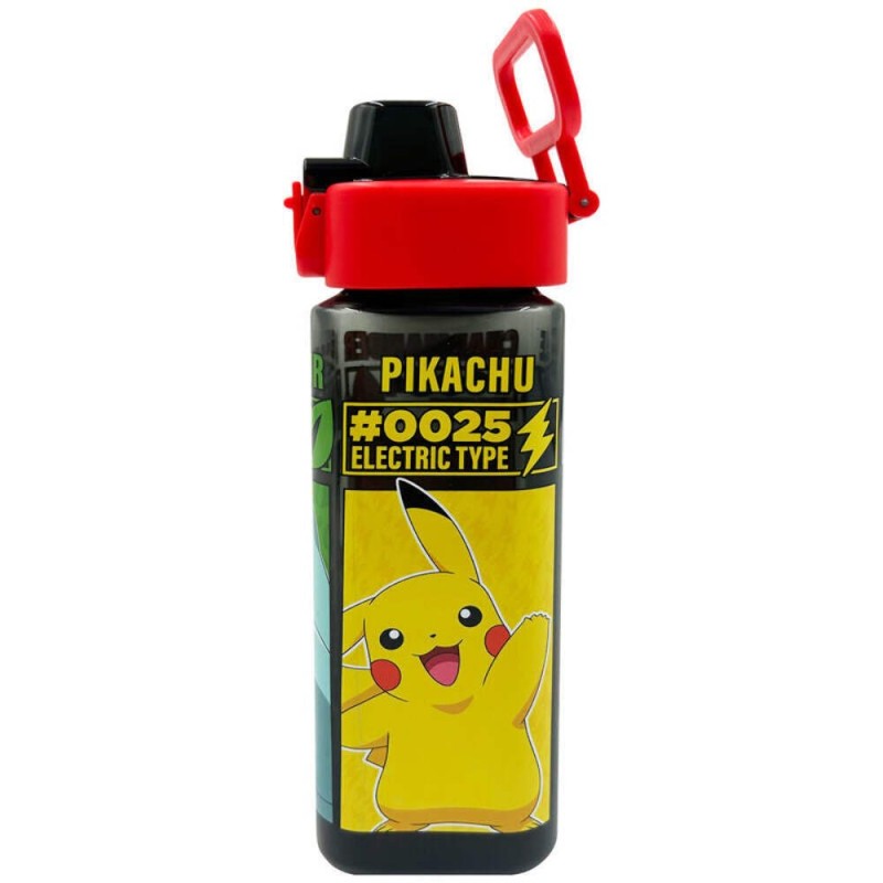 Borraccia Pokémon 500ml Quadrata con Cannuccia Design Multicarattere (Pikachu, Charmander, Squirtle, Bulbasaur) - Senza BPA