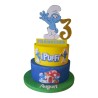 Torta Compleanno Polistirolo Scenografica I Puffi - Personalizzabile con Nome e Numero feste Bambini"