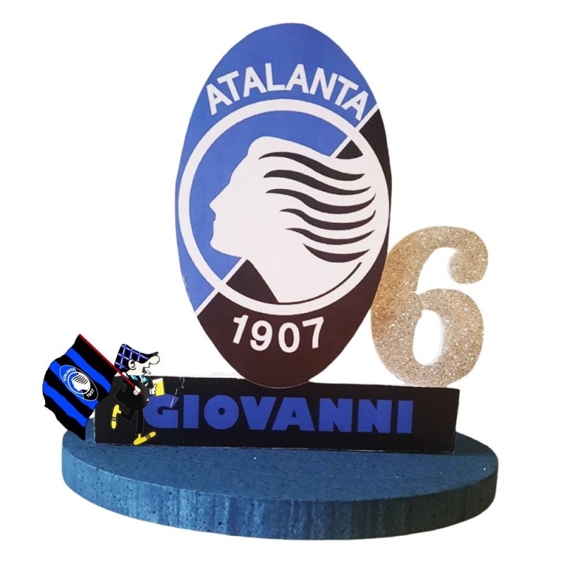 Centro Tavola Logo Atalanta Personalizzato con Nome e Numero – Decorazione Festa, Compleanno ed Eventi Sportivi