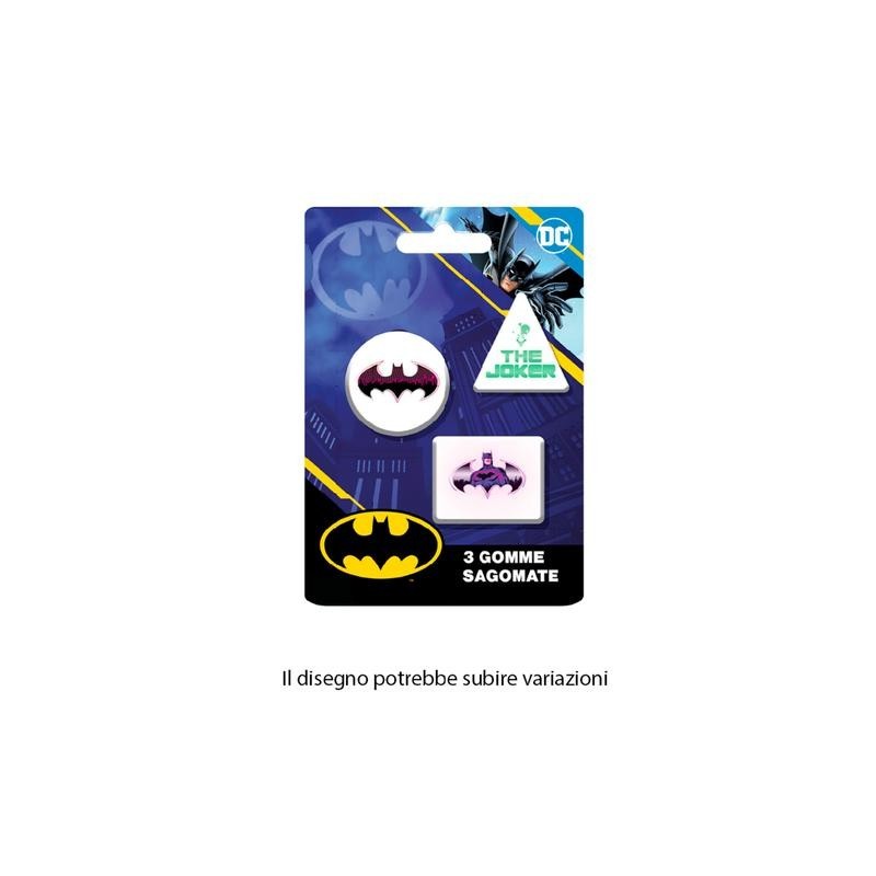 Blister 3 Gomme per Cancellare Sagomate Batman Marvel – Perfette per Scuola e Regalini Fine Festa