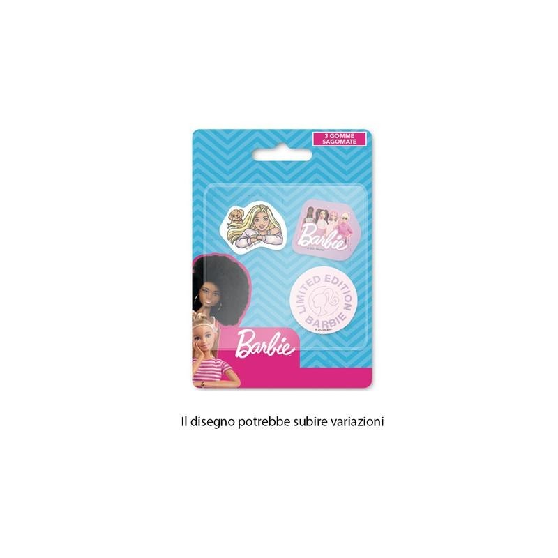 Blister con 3 Gomme per Cancellare Sagomate Barbie - Perfette per Scuola e Regalini di Fine Festa
