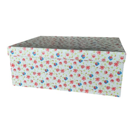 Elegante Scatola Regalo in Cartone con Coperchio - Grafica Rose 32X24X12 cm