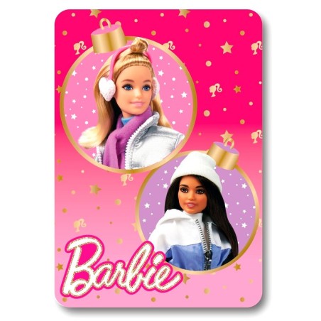 Plaid Barbie in Morbido Pile - Coperta Calda per Bambina 100x140 cm, 220gr