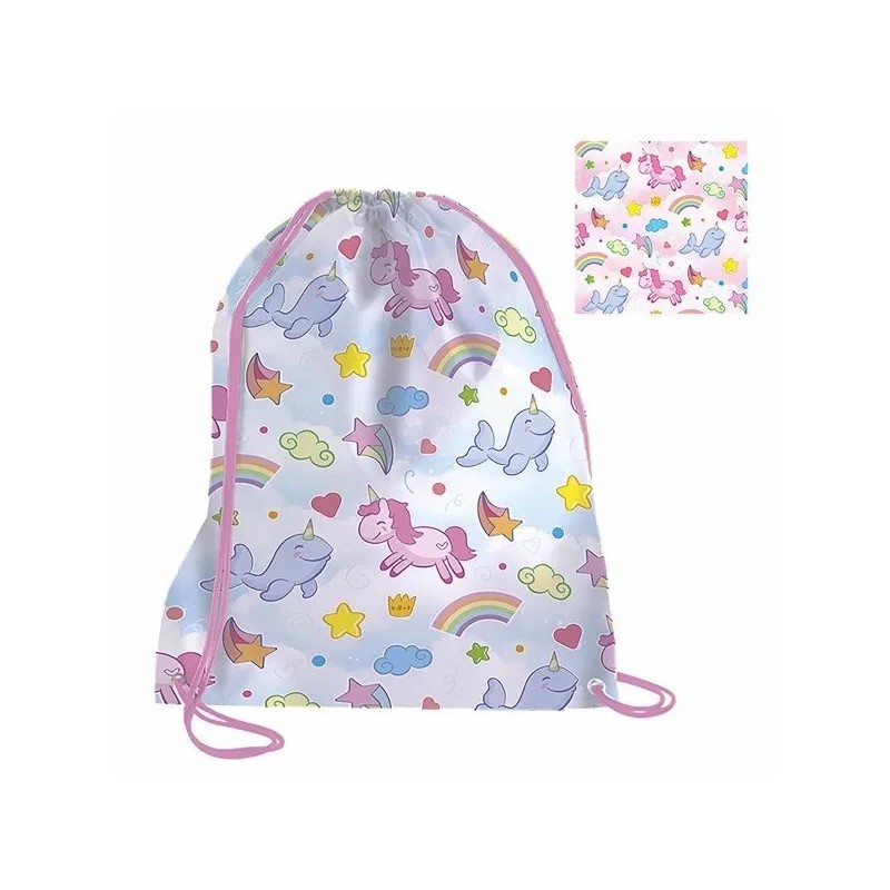 Zaino Borsa Sacca Unicorno 42x35 cm per Scuola e Tempo Libero – Perfetta per Bambini