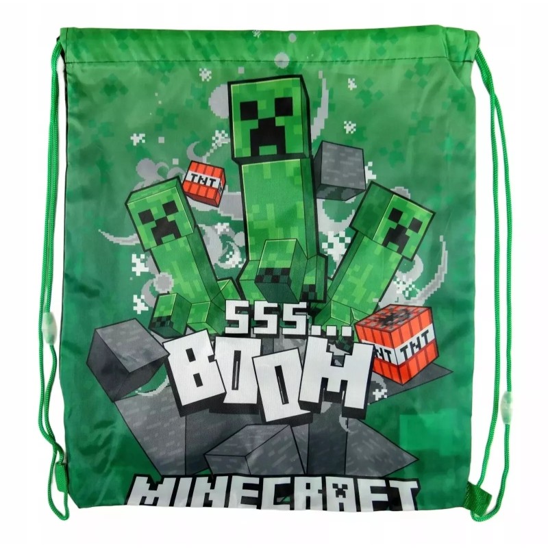 Sacca Zaino Minecraft con Coulisse – Borsa Sportiva Bambini 41x35cm per Scuola, Palestra e Tempo Libero