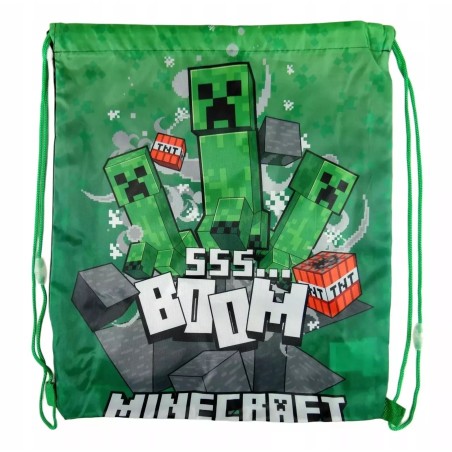 Sacca Zaino Minecraft con Coulisse – Borsa Sportiva Bambini 41x35cm per Scuola, Palestra e Tempo Libero