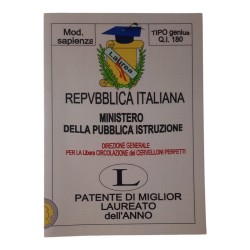 Biglietto Augurale Umoristico "La Patente del Laureato" - Regalo Simpatico per Neo Dottore con Frasi Divertenti