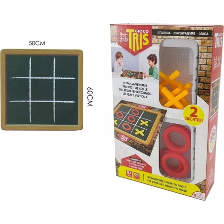 Gioco Tris per Bambini su Lavagnetta 50x60 cm – Set Completo con Pedine X e O, Tabellone Riutilizzabile, Educativo e Portatile –