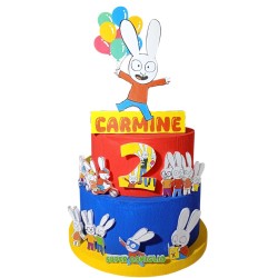 Torta Scenografica Personalizzata Super Coniglio in Polistirolo – Decorazione Compleanno Bambino con Nome e Numero – Effetto 3D