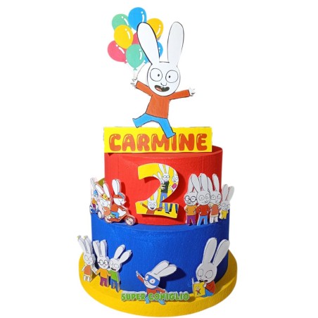 Torta Scenografica Personalizzata Super Coniglio in Polistirolo – Decorazione Compleanno Bambino con Nome e Numero – Effetto 3D