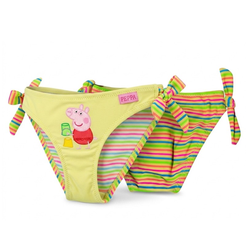 Costume Mare Bimba Peppa Pig Slip Fiocchetti Giallo Righe Bimbi Vacanze Originale