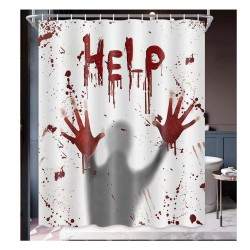 Tenda da Doccia Horror Halloween 3D – Impronte di Mani Insanguinate | Antimuffa, Impermeabile, Decorazione Bagno 120x180 cm