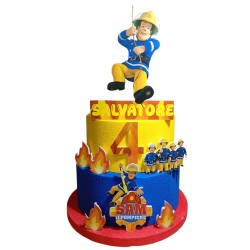Torta Scenografica Sam il Pompiere in Polistirolo Personalizzata con Nome e Numero – Decorazione Compleanno Bambino Effetto 3D