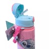 Disney Stitch Ohana Borraccia in Alluminio 600ml con Cannuccia per Bambini, Bottiglia Leggera e Resistente