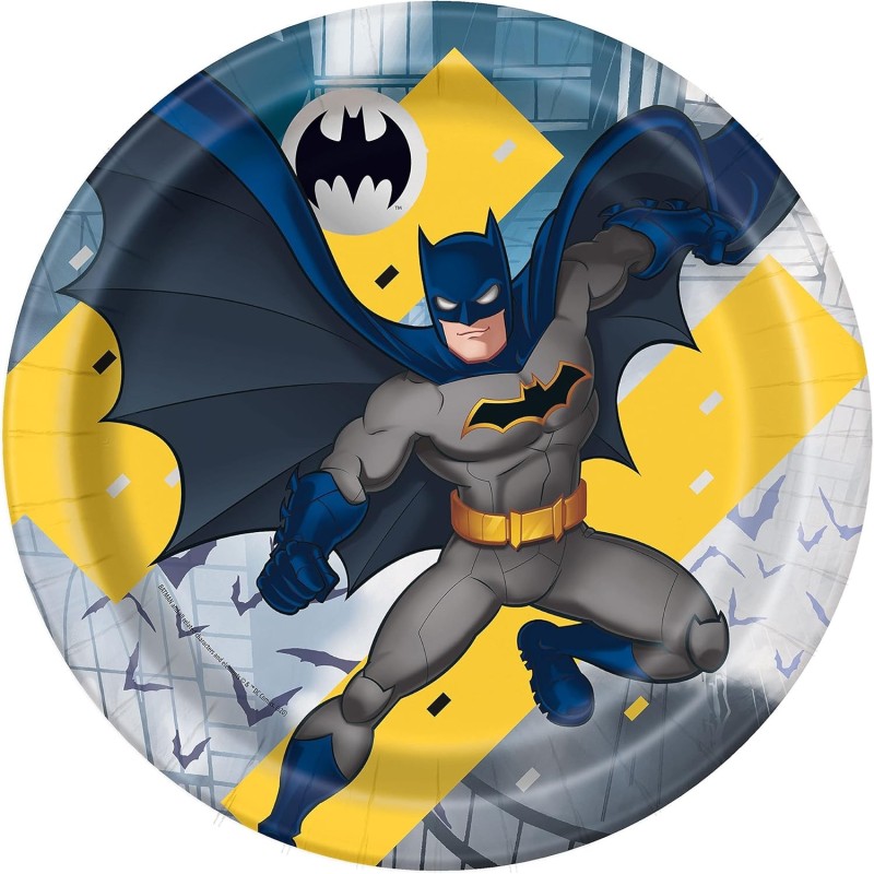 Piatti Batman Compostabili 23 cm – Piatti Eco Friendly per Feste di Compleanno Supereroi | Set da 8 Piatti Monouso Originali