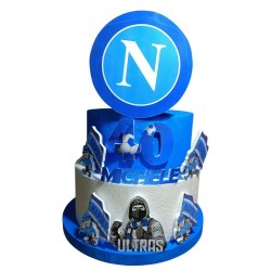 Torta di Compleanno Personalizzata Napoli Ultras in Polistirolo – Decorazione Scenografica 3 Livelli con Nome ed Età