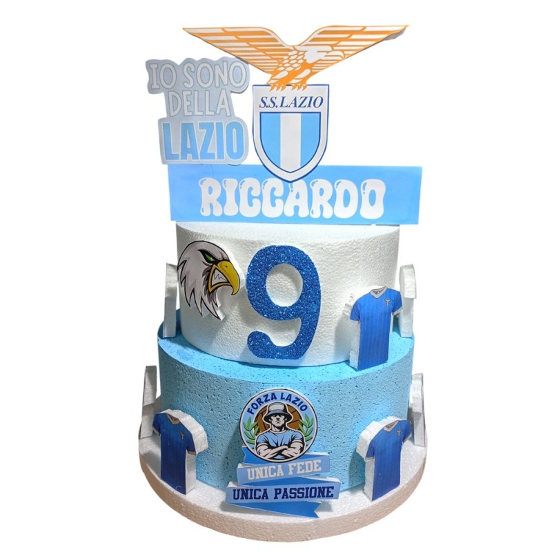 Torta Scenografica Lazio a 3 Livelli – Personalizzata con Nome, Età e Mascotte
