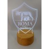 Lampada LED Personalizzabile Roma in Plexiglass, Luce Notte RGB con Incisione Personalizzata, Idea Regalo per Tifosi - H 20 cm
