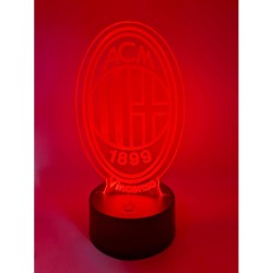 Lampada LED Personalizzabile Milan in Plexiglass con Base RGB – Idea Regalo Calcio, Luce Notte Elegante, Altezza 20 cm