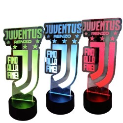 Lampada LED Juventus Personalizzata con Nome – Plexiglass Inciso, 7 Colori RGB, Idea Regalo per Tifosi Juve