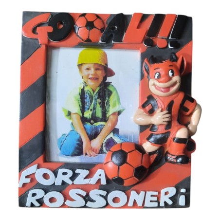 Cornice Portafoto Forza Rossoneri Rosso-Nera con Diavoletto e Pallone 3D – Portafoto da Tavolo per Tifosi – Foto 10x8 cm